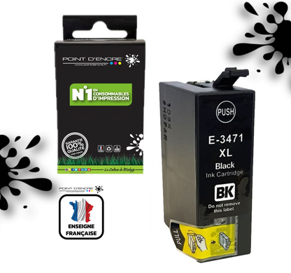 34XL / C13T34714010 - Balle de golf - NOIR - Grande capacité de Marque Française POINT D'ENCRE Pour imprimante compatible EPSON (cee)