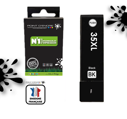 35XL - Cadenas - NOIR - Grande capacité de Marque Francaise POINT D'ENCRE Pour imprimante compatible EPSON (cee)
