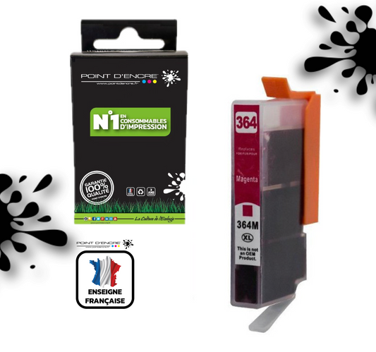 364XL - MAGENTA - Grande capacité de Marque Francaise POINT D'ENCRE Pour imprimante compatible HP (cehp)