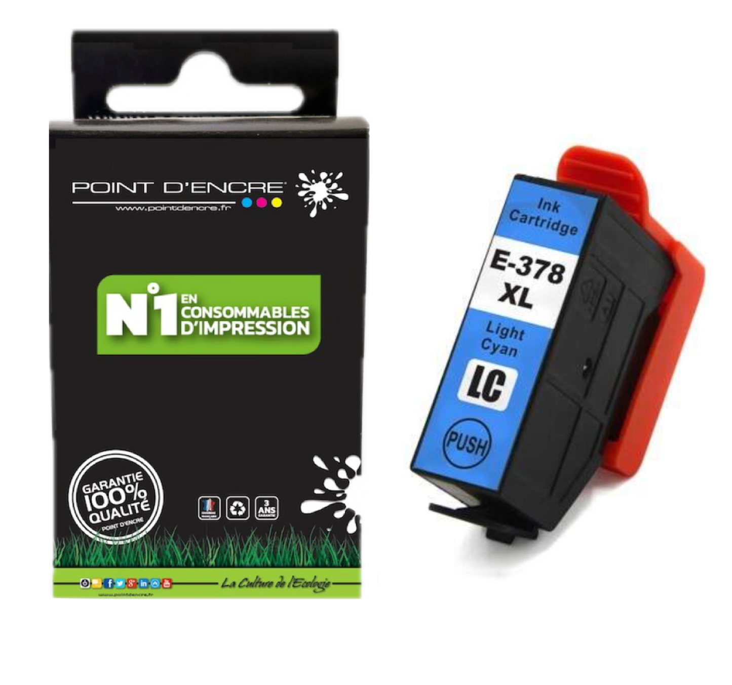 378XL - écureuil - CYAN PHOTO - pointdencre-pe - Grande capacité de Marque Francaise POINT D'ENCRE Pour imprimante compatible EPSON (eep)