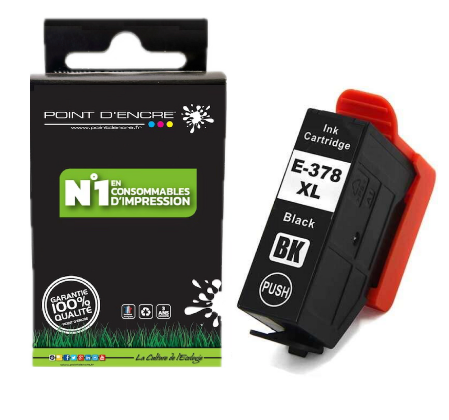 378XL - écureuil - NOIR - Grande capacité de Marque Francaise POINT D'ENCRE Pour imprimante compatible EPSON (eep)