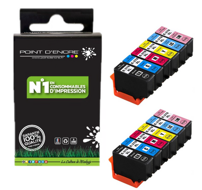 378XL - écureuil - 2 X NOIR / CYAN / MAGENTA / JAUNE - pointdencre-pe - Grande capacité de Marque Francaise POINT D'ENCRE Pour imprimante compatible EPSON (eep)