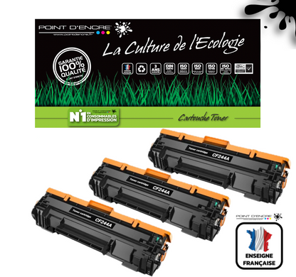 3 X CF244A/44A - Noir - Grande capacité Marque Francaise POINT D'ENCRE pour Imprimantes compatibles HP (clhp) (Copie)