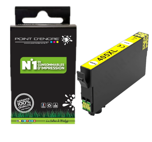 405XL - Valise - JAUNE - Grande capacité de Marque Française POINT D'ENCRE Pour imprimante compatible EPSON (cee)