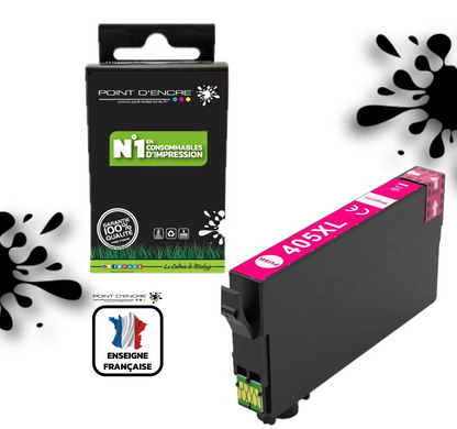 405XL - Valise - MAGENTA - Grande capacité de Marque Française POINT D'ENCRE Pour imprimante compatible EPSON (cee)