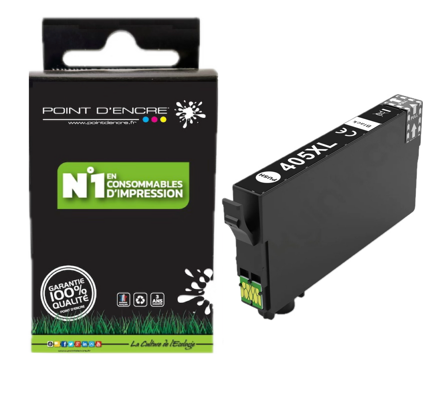 405XL - Valise - NOIR - Grande capacité de Marque Française POINT D'ENCRE Pour imprimante compatible EPSON (cee)