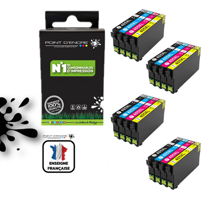 4 X 405XL - Valise - Pack de 4 Cartouches D'encre Noir/Cyan/Magenta/ Jaune - Grande capacité de Marque Française POINT D'ENCRE Pour imprimante compatible EPSON (cee)
