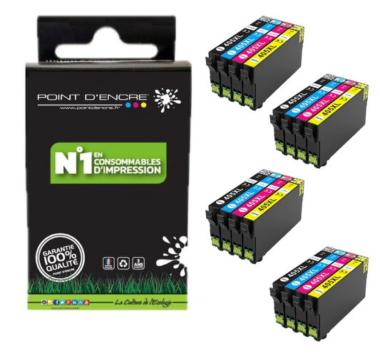 4 X 405XL - Valise - Pack de 4 Cartouches D'encre Noir/Cyan/Magenta/ Jaune - Grande capacité de Marque Française POINT D'ENCRE Pour imprimante compatible EPSON (cee)