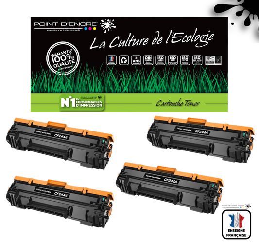 4 X CF244A/44A - Noir - Grande capacité Marque Francaise POINT D'ENCRE pour Imprimantes compatibles HP (clhp)