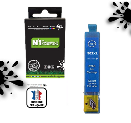 502XL - Jumelles - CYAN - Grande capacité de Marque Française POINT D'ENCRE Pour imprimante compatible EPSON (cee)