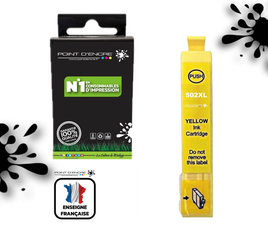 502XL - Jumelles - JAUNE - Grande capacité de Marque Française POINT D'ENCRE Pour imprimante compatible EPSON (cee)