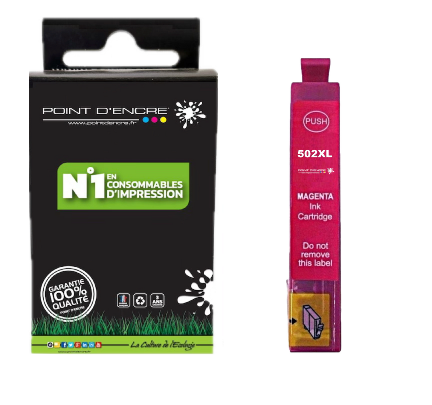 502XL - Jumelles - MAGENTA - Grande capacité de Marque Française POINT D'ENCRE Pour imprimante compatible EPSON (cee)