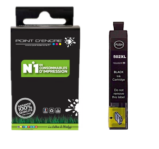 502XL - Jumelles - NOIR - Grande capacité de Marque Française POINT D'ENCRE Pour imprimante compatible EPSON (cee)