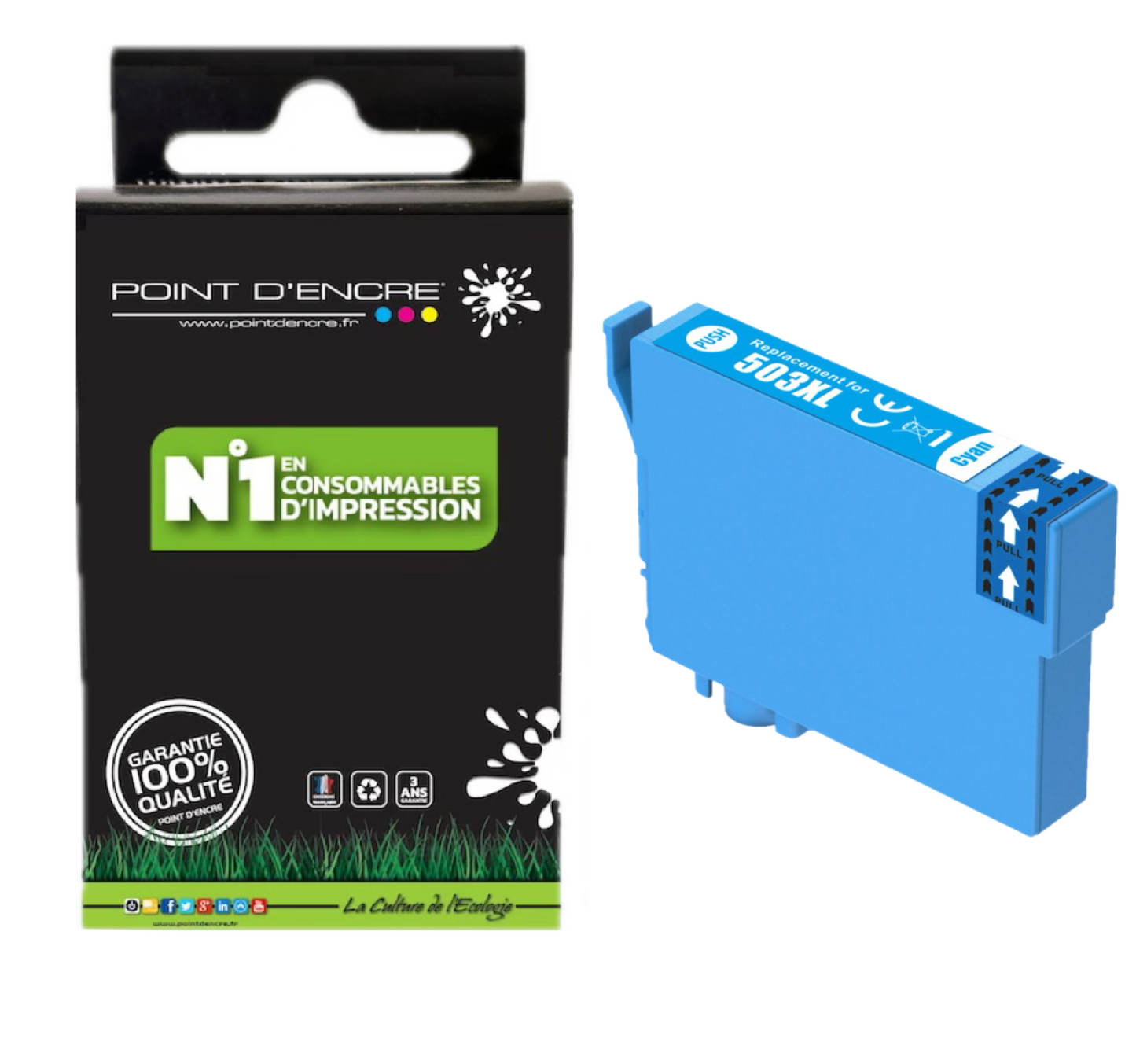 503XL - Piments - CYAN - Grande capacité de Marque Française POINT D'ENCRE Pour imprimante compatible EPSON (cee)