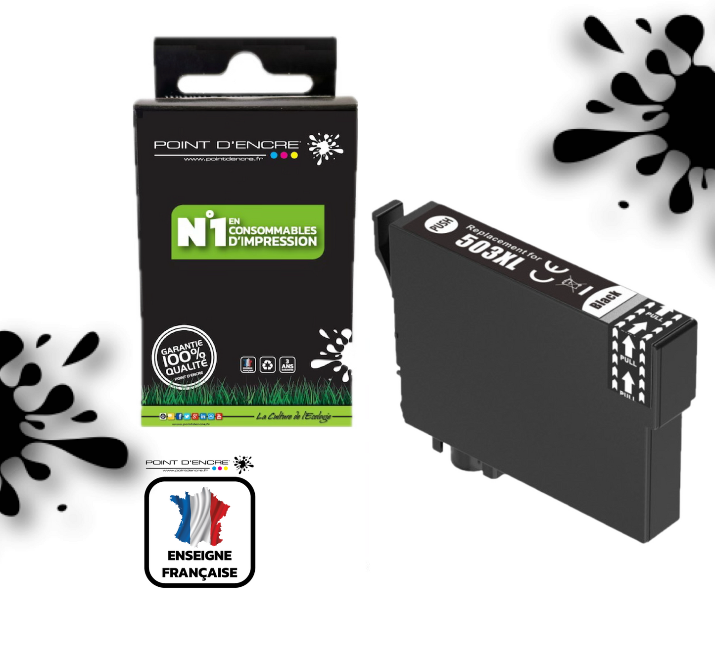 503XL - Piments - NOIR - Grande capacité de Marque Française POINT D'ENCRE Pour imprimante compatible EPSON (cee)