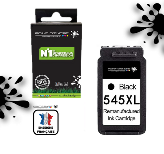 545XL  - NOIR - 8286B001/8287B001 Grande capacité de Marque Francaise POINT D'ENCRE - Pour imprimante compatible CANON (cec)