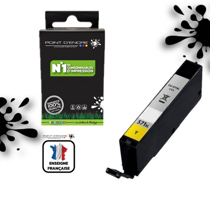 CLI-571XL - JAUNE - Grande capacité de Marque Française POINT D'ENCRE Pour imprimante compatible CANON (cec)