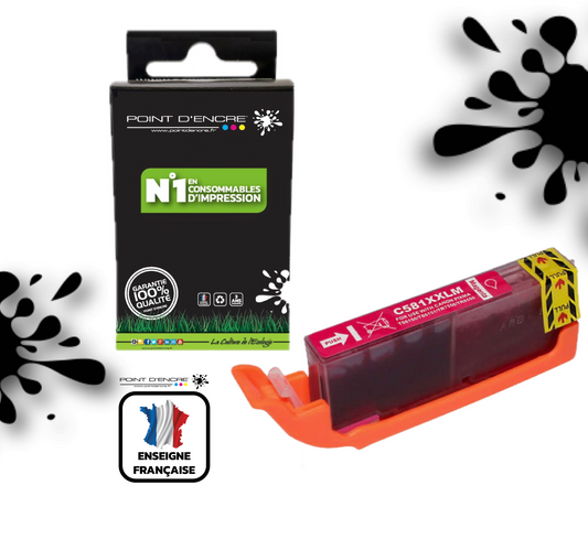 CLI-581XXL - MAGENTA - Grande capacité de Marque Française POINT D'ENCRE Pour imprimante compatible CANON (cec)