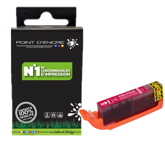 CLI-581XXL - MAGENTA - Grande capacité de Marque Française POINT D'ENCRE Pour imprimante compatible CANON (cec)