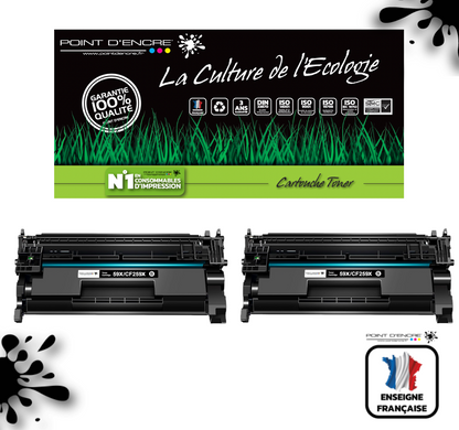 59X / CF259X - 2 X NOIR - Grande capacité Marque Francaise POINT D'ENCRE pour Imprimantes compatibles HP (clhp)