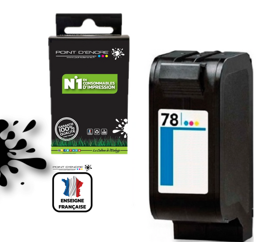 78XL - COULEUR - Grande capacité de Marque Française POINT D'ENCRE - Pour imprimante compatible HP (cehp)