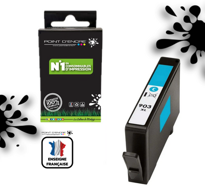 903XL - CYAN - Grande capacité de Marque Française POINT D'ENCRE Pour imprimante compatible HP (cehp)