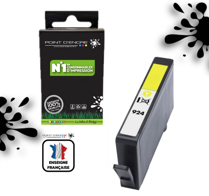 924 - JAUNE - Grande capacité de Marque Française POINT D'ENCRE Pour imprimante compatible HP (cehp)