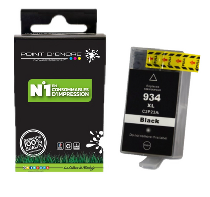 934XL - NOIR - Grande capacité de Marque Française POINT D'ENCRE Pour imprimante compatible HP (cehp)