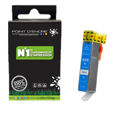 935XL - CYAN - Grande capacité de Marque Française POINT D'ENCRE Pour imprimante compatible HP (cehp)
