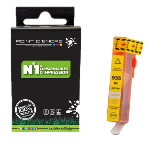 935XL - JAUNE - Grande capacité de Marque Française POINT D'ENCRE Pour imprimante compatible HP (cehp)