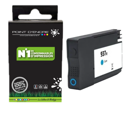 937eXL - CYAN - Grande capacité de Marque Française POINT D'ENCRE Pour imprimante compatible HP (cehp)