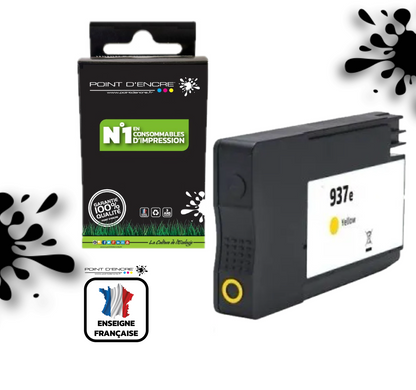 937eXL - JAUNE - Grande capacité de Marque Française POINT D'ENCRE Pour imprimante compatible HP (cehp)