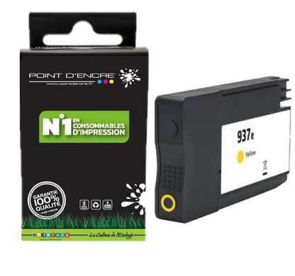 937eXL - JAUNE - Grande capacité de Marque Française POINT D'ENCRE Pour imprimante compatible HP (cehp)