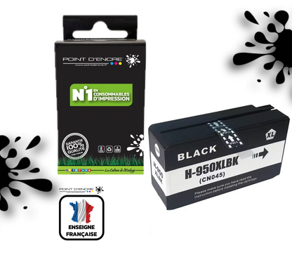 950XL - NOIR - Grande capacité de Marque Française POINT D'ENCRE Pour imprimante compatible HP (cehp)