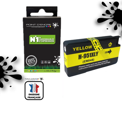 951XL - JAUNE - Grande capacité de Marque Française POINT D'ENCRE Pour imprimante compatible HP (cehp)