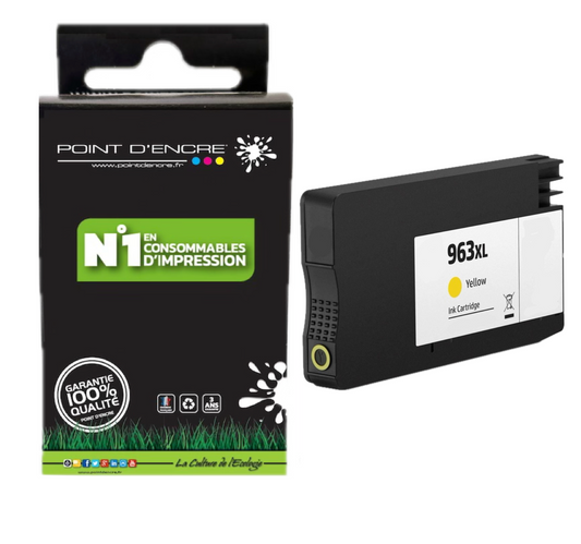 963XL - JAUNE - Grande capacité de Marque Française POINT D'ENCRE Pour imprimante compatible HP (cehp)