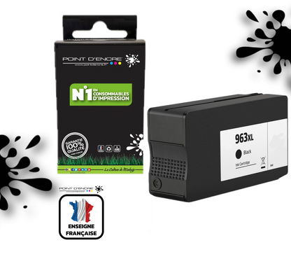 963XL - NOIR - Grande capacité de Marque Française POINT D'ENCRE Pour imprimante compatible HP (cehp)