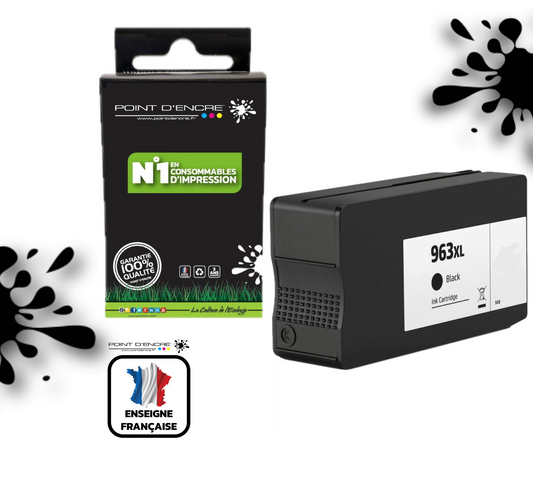 963XL - NOIR - Grande capacité de Marque Française POINT D'ENCRE Pour imprimante compatible HP (cehp)