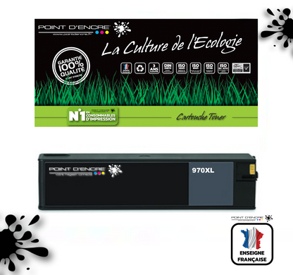 970XL - NOIR - Grande capacité de Marque Française POINT D'ENCRE Pour imprimante compatible HP (clhp)