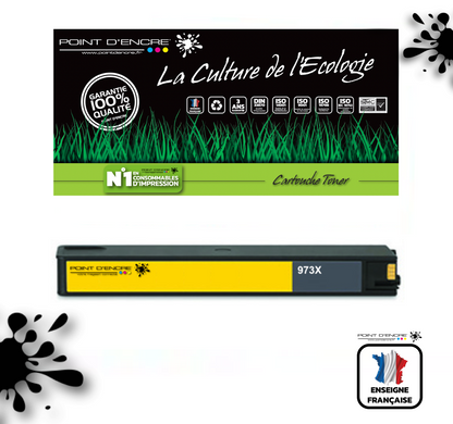973XL / 913- JAUNE - Grande capacité de Marque Française POINT D'ENCRE Pour imprimante compatible HP (clhp)