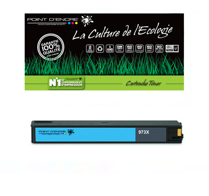 973XL / 913- CYAN - Grande capacité de Marque Française POINT D'ENCRE Pour imprimante compatible HP (clhp)