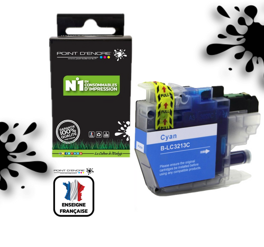 LC3213/LC3211XL - CYAN - Grande capacité de Marque Française POINT D'ENCRE Pour imprimante compatible BROTHER (ceb)