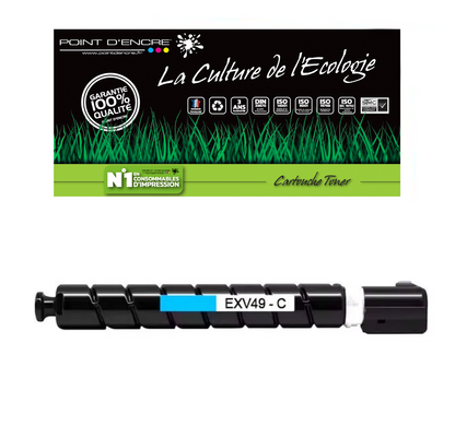 C-EXV49 - CYAN 8525B002 - Grande capacité Marque Francaise POINT D'ENCRE pour Imprimantes compatibles Brother (clc)