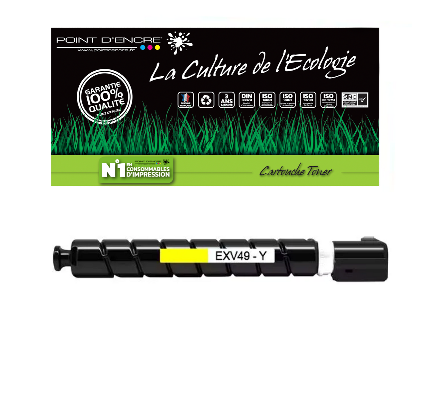 C-EXV49 - JAUNE 8527B002 - Grande capacité Marque Francaise POINT D'ENCRE pour Imprimantes compatibles Brother (clc)