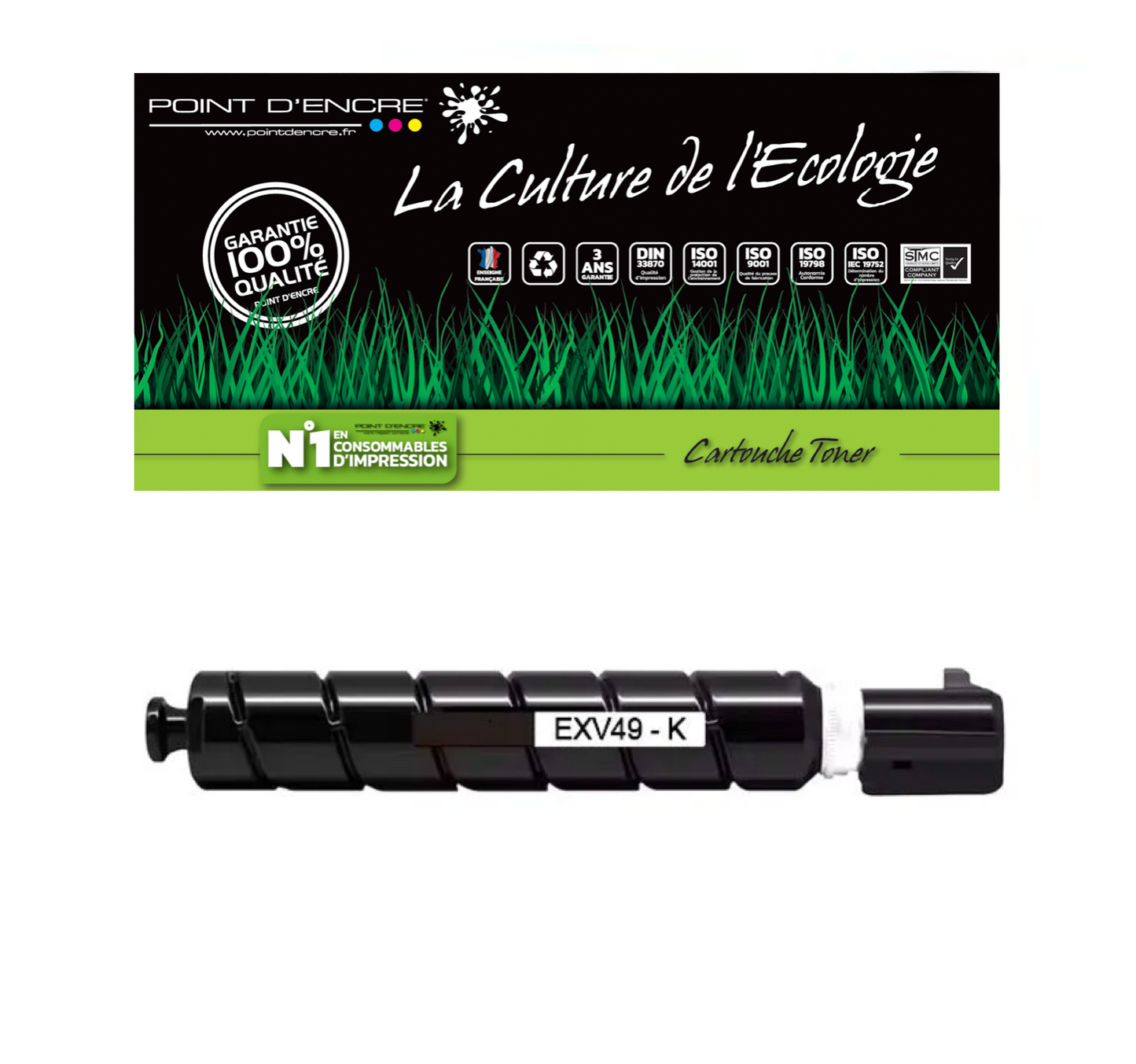 C-EXV49 - NOIR 8524B002 - Grande capacité Marque Francaise POINT D'ENCRE pour Imprimantes compatibles Brother (clc)
