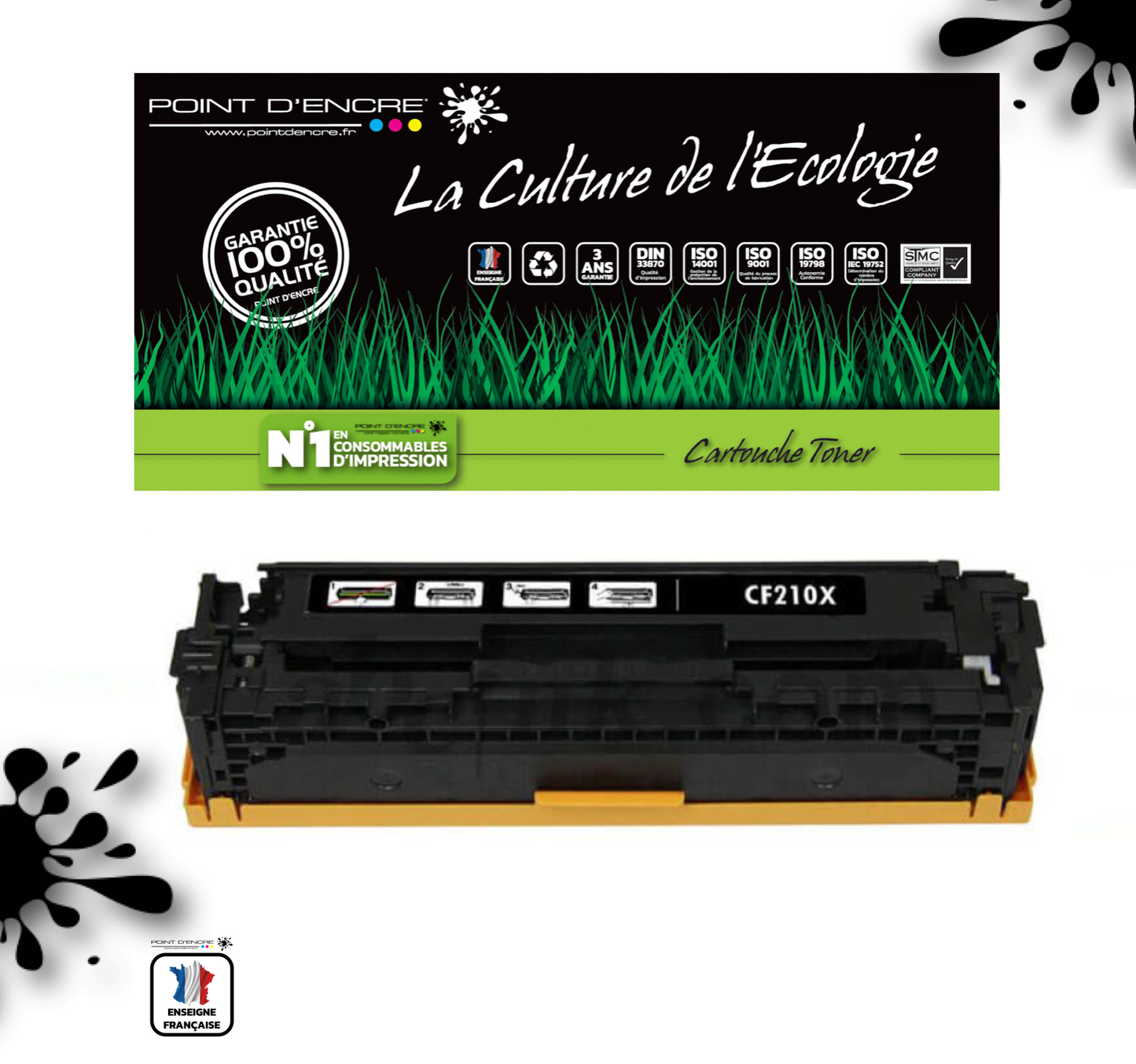 CF210X / 131X - NOIR - Grande capacité Marque Francaise POINT D'ENCRE pour Imprimantes compatibles HP (clhp)
