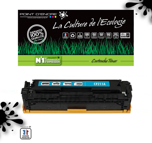 CF210X / 131X - CYAN - Grande capacité Marque Francaise POINT D'ENCRE pour Imprimantes compatibles HP (clhp)