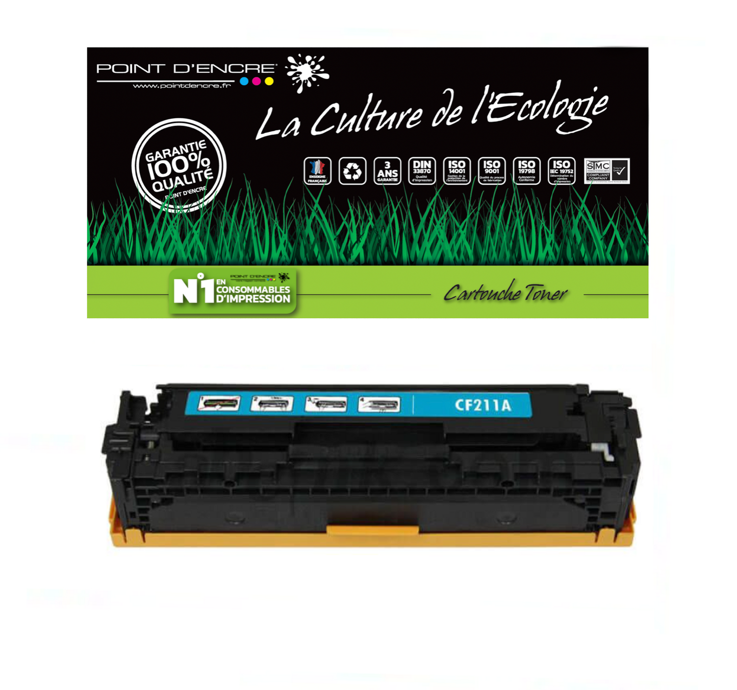 CF210X / 131X - CYAN - Grande capacité Marque Francaise POINT D'ENCRE pour Imprimantes compatibles HP (clhp)