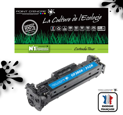 312X / CF380X - CYAN - Grande capacité Marque Francaise POINT D'ENCRE pour Imprimantes compatibles HP (clhp)