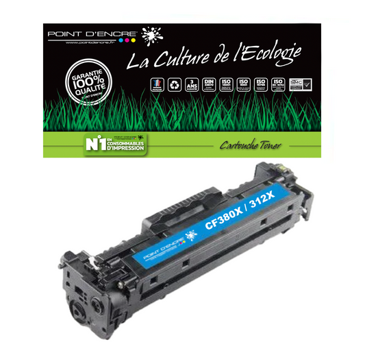 312X / CF380X - CYAN - Grande capacité Marque Francaise POINT D'ENCRE pour Imprimantes compatibles HP (clhp)